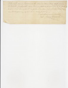 Civil War compensation note from Capt. Zulick