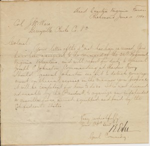 Letter from Gen. Robert E. Lee to Josiah Ware