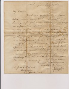 Letter from President Zachary Taylor to Josiah Ware