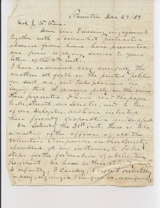 Letter from John Daniel Imboden